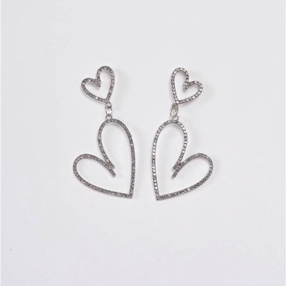 Jewelry - Rhinestone double heart earrings